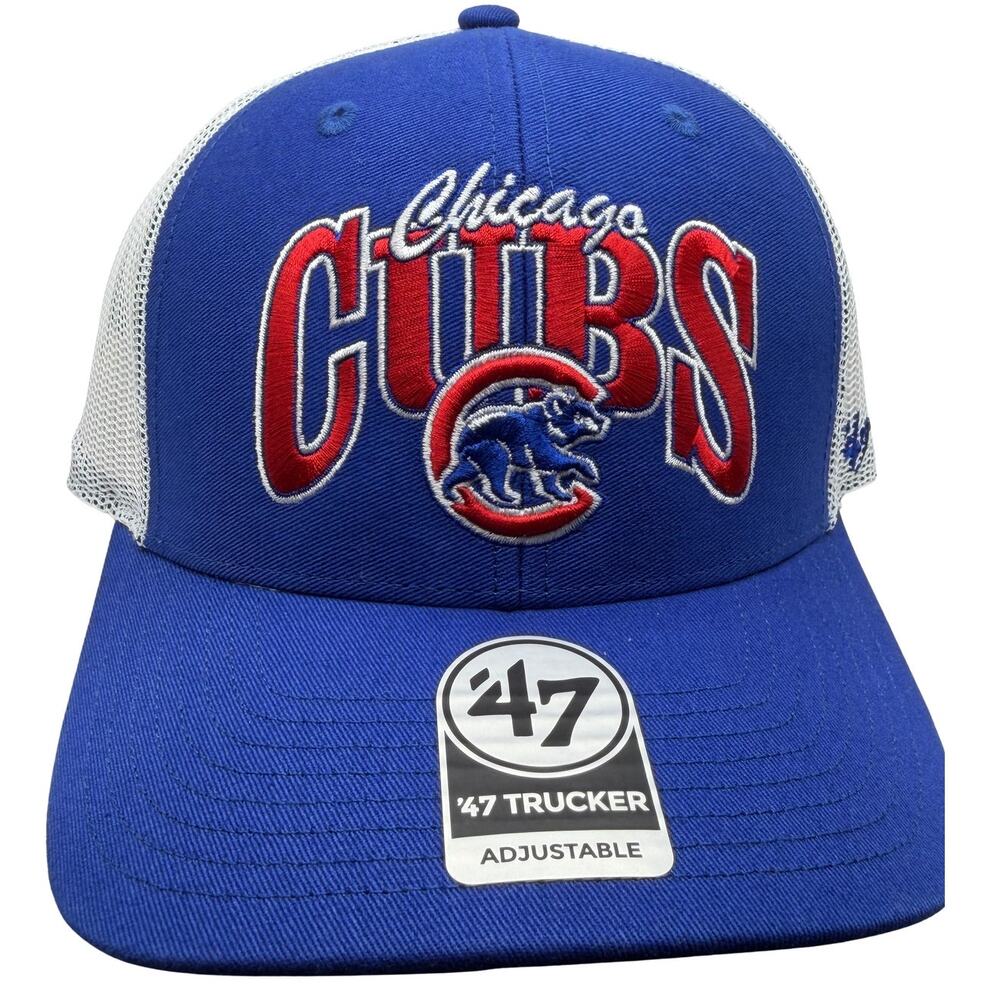 Chicago Cubs MLB ’47 Trucker Adjustable Hat Blue White One Size NWT